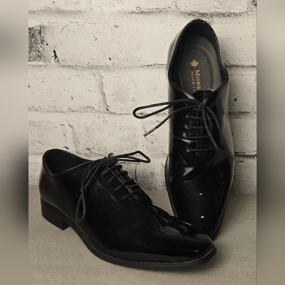 Moretti Black Label Bernardino Dress Shoes 9.5 Patent Oxford Formal